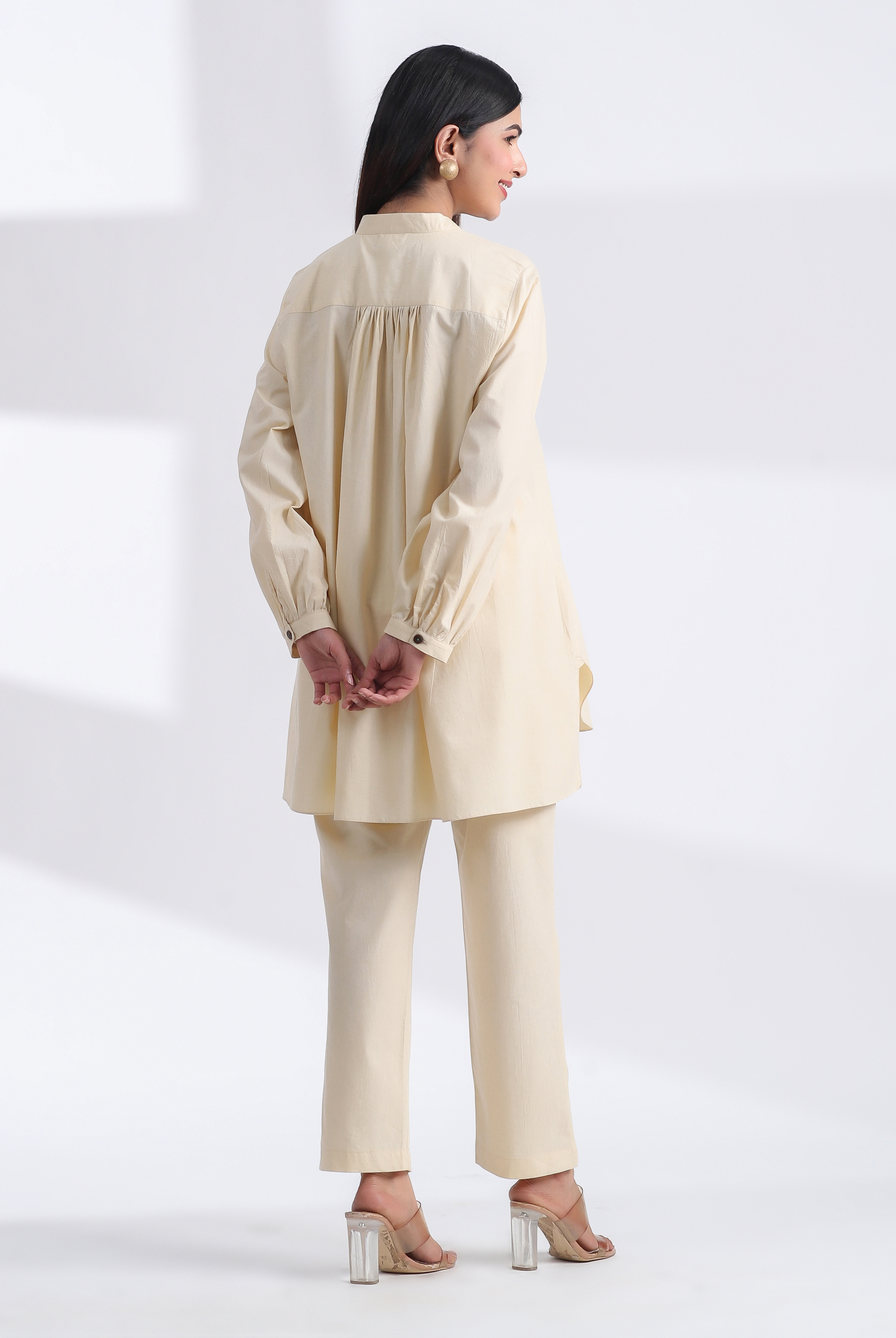 Solid on Ivory Cotton Shirt Co-ord Set | Jaipurrang | Women's Ethnic Wear