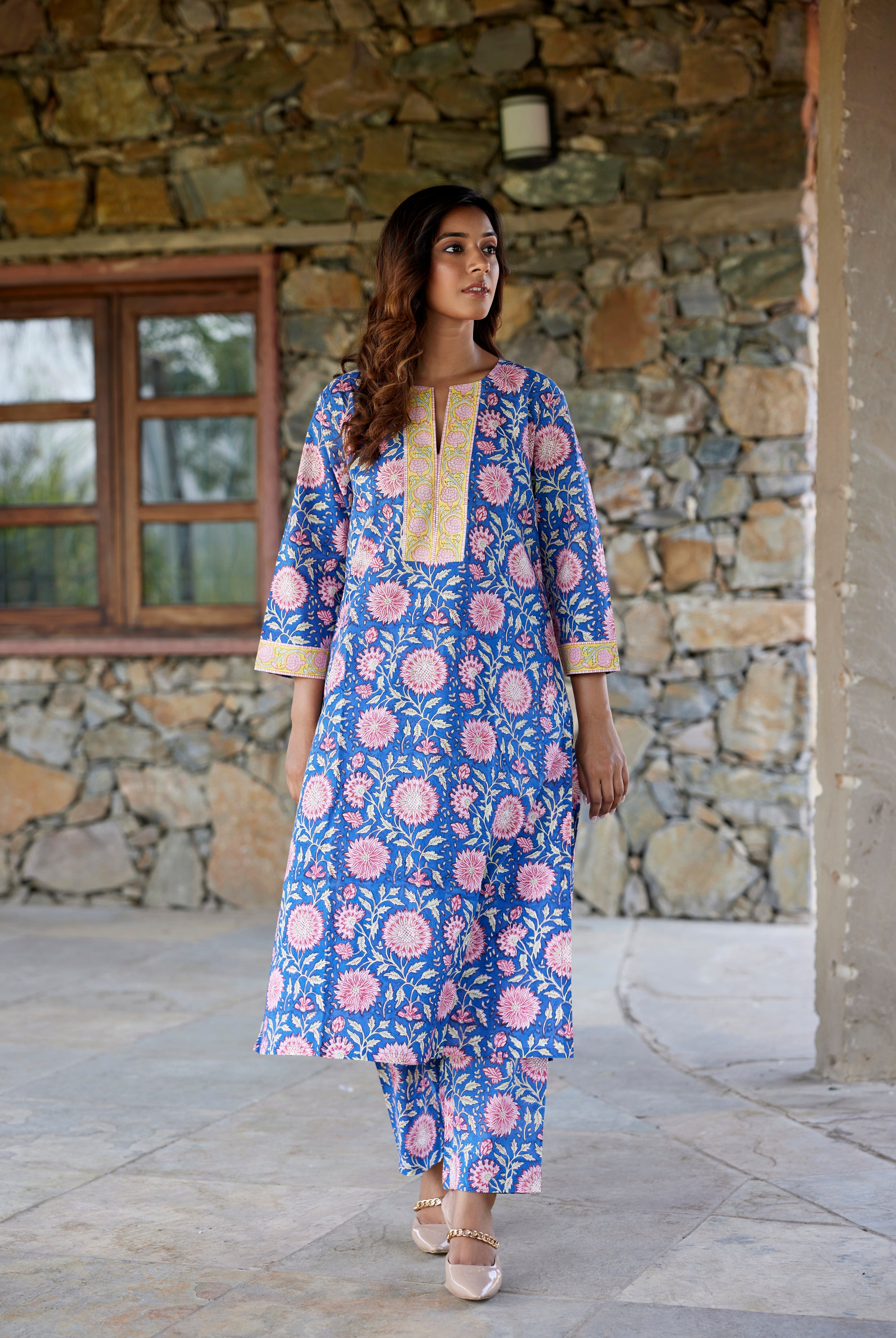 Indigo Cotton Zaal Block Printed Kurta | Jaipurrang | Hand Block Print Ethnic Wear