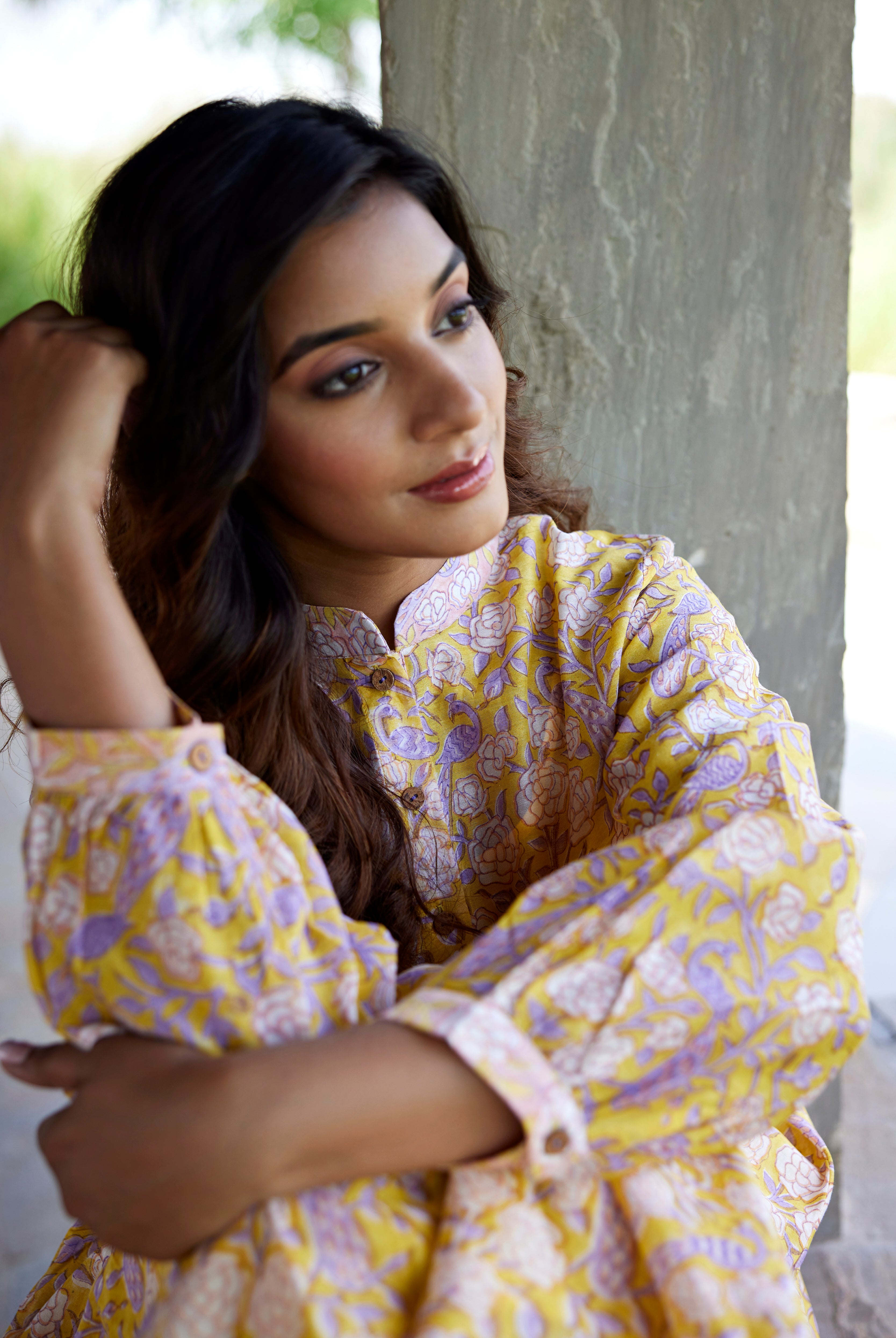 Yellow Chanderi Peacock Block Printed Kurta | Jaipurrang | Hand Block Print Ethnic Wear