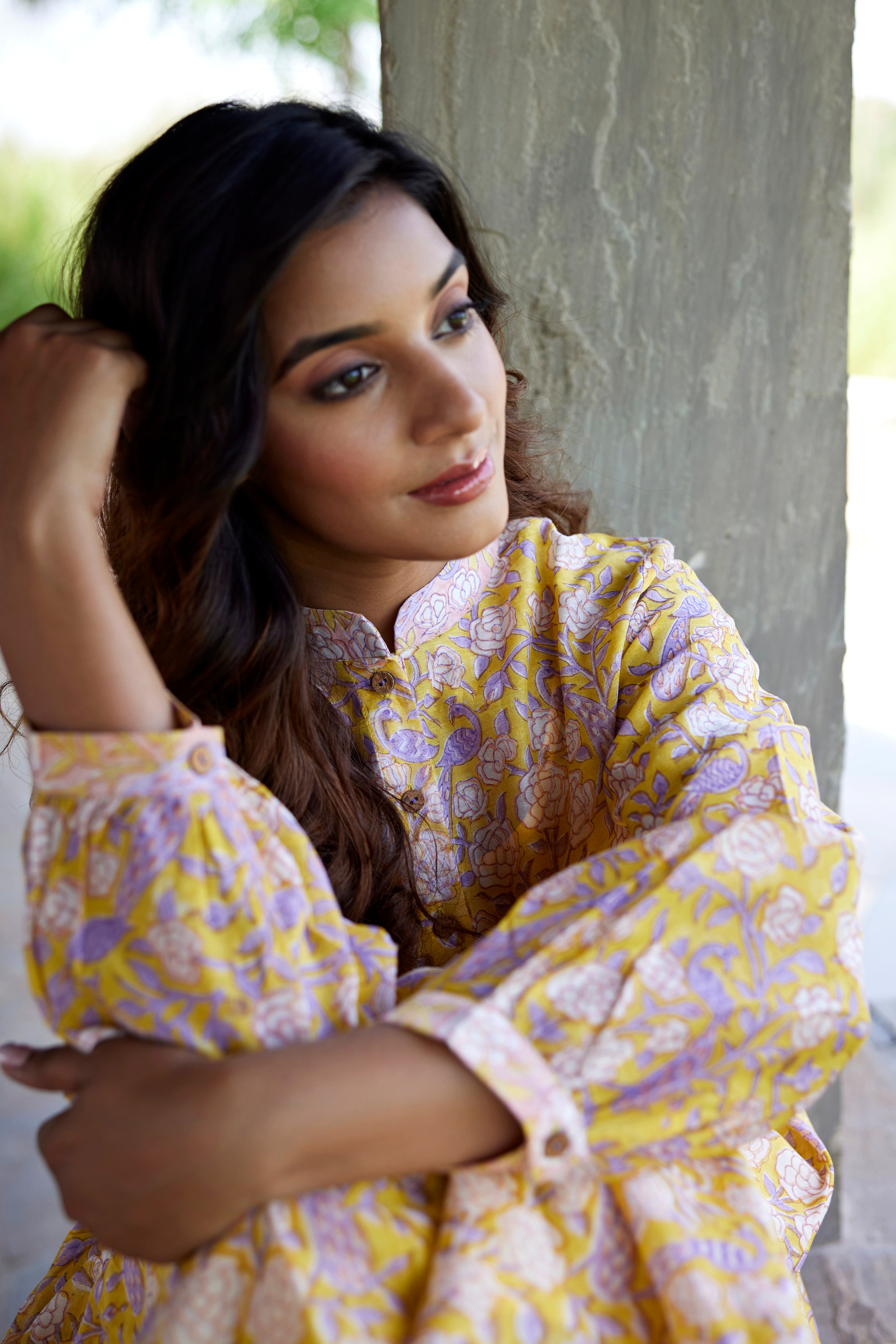Yellow Chanderi Peacock Block Printed Kurta | Jaipurrang | Hand Block Print Ethnic Wear