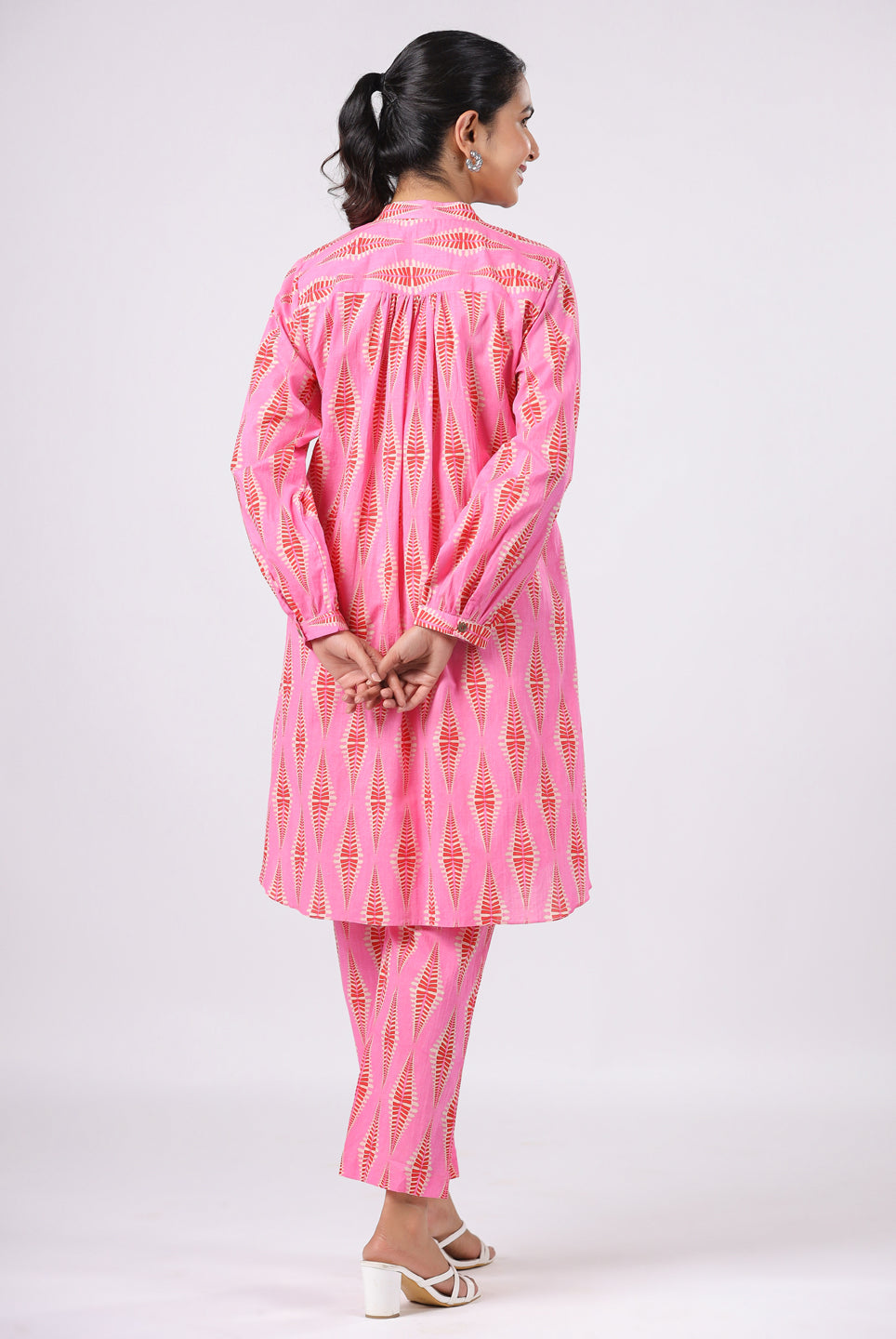 Diamond Print on Pink Cotton Shirt Co-ord Set | Jaipurrang | Women's Ethnic Wear