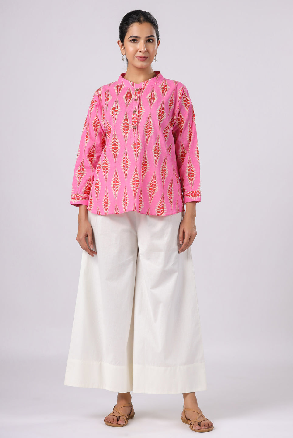 Diamond Print on Pink Cotton Shirt | Jaipurrang | Women's Ethnic Wear