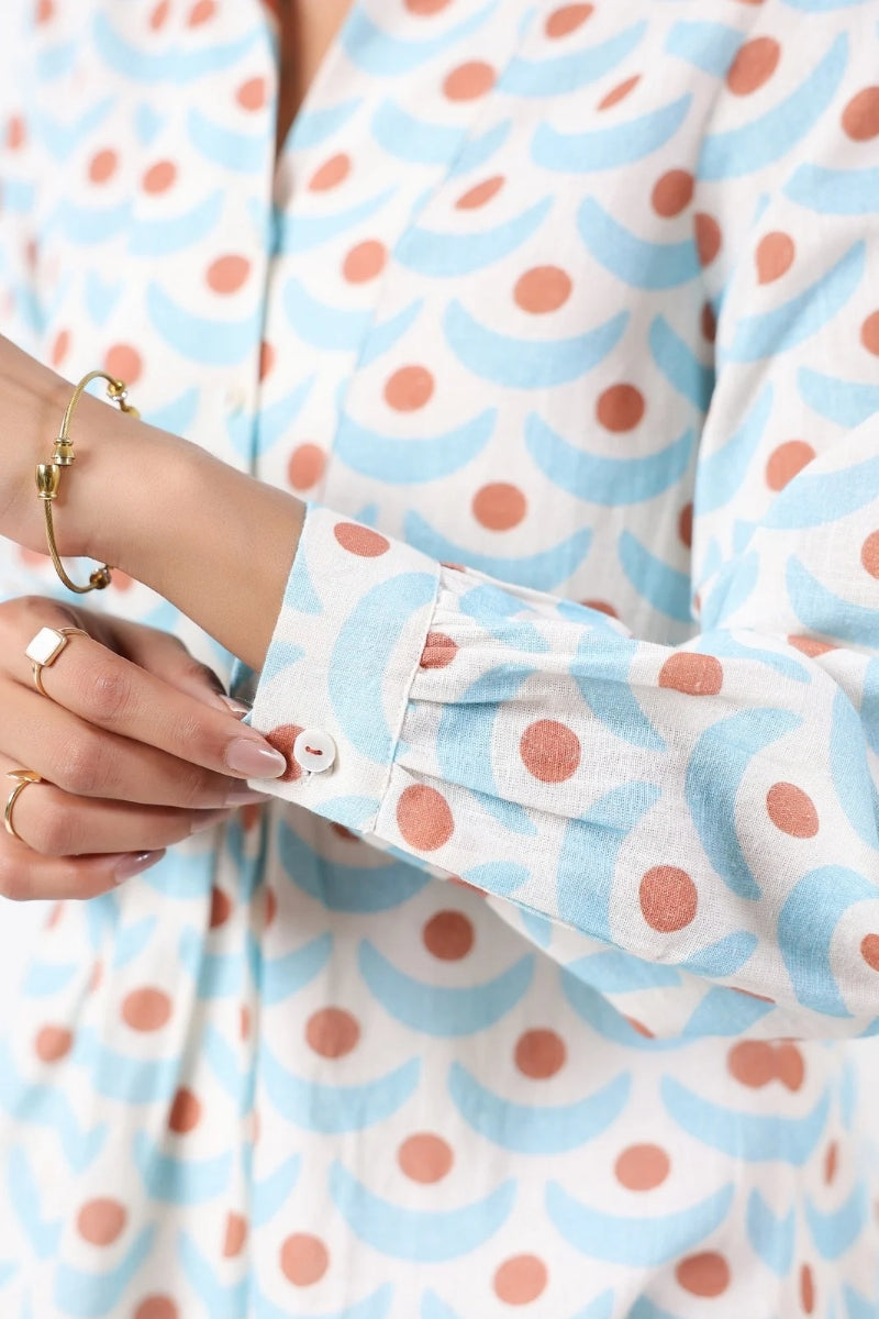TURQUOISE/BROWN CHAND TOP
