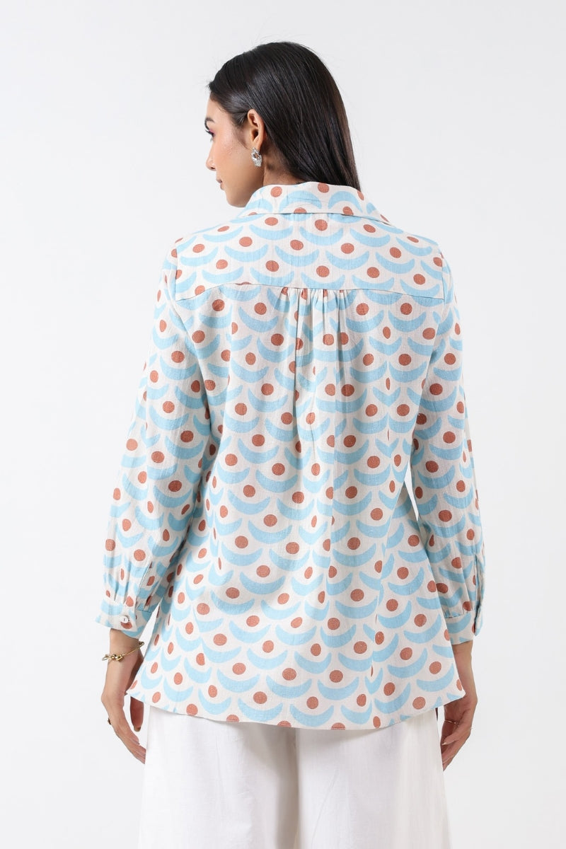 TURQUOISE/BROWN CHAND TOP