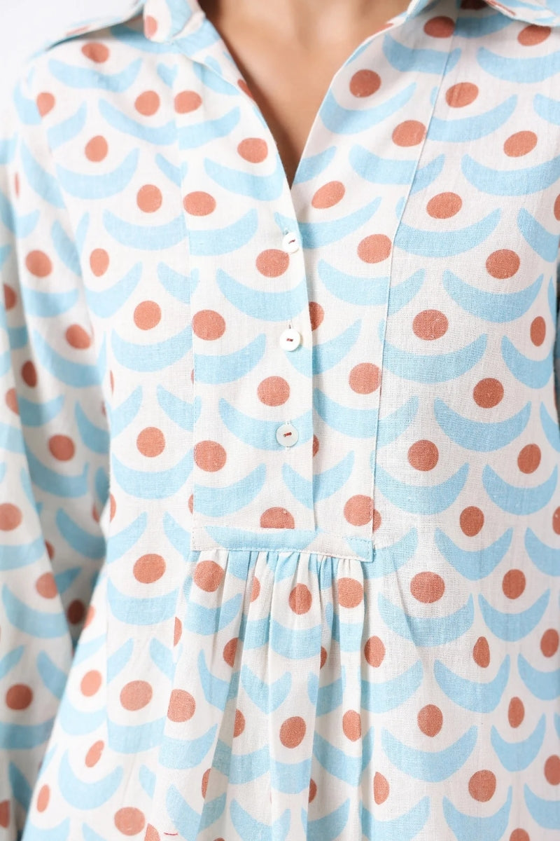 TURQUOISE/BROWN CHAND TOP