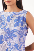 Bird Print on Blue Cotton Sleeveless Top | Jaipurrang | Women's Ethnic Wear