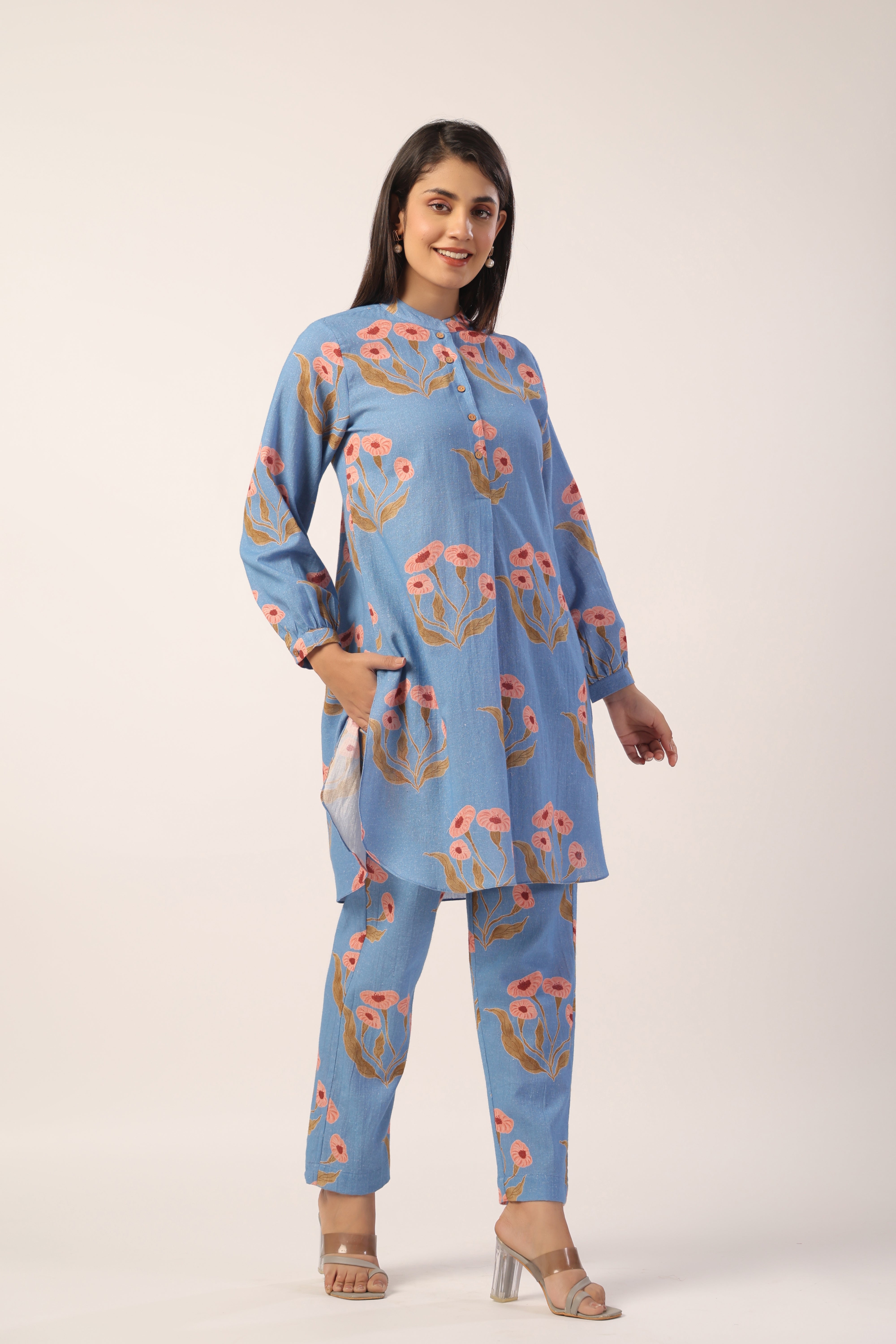 FLOWER BUTTA CO-ORD SET POWDER BLUE