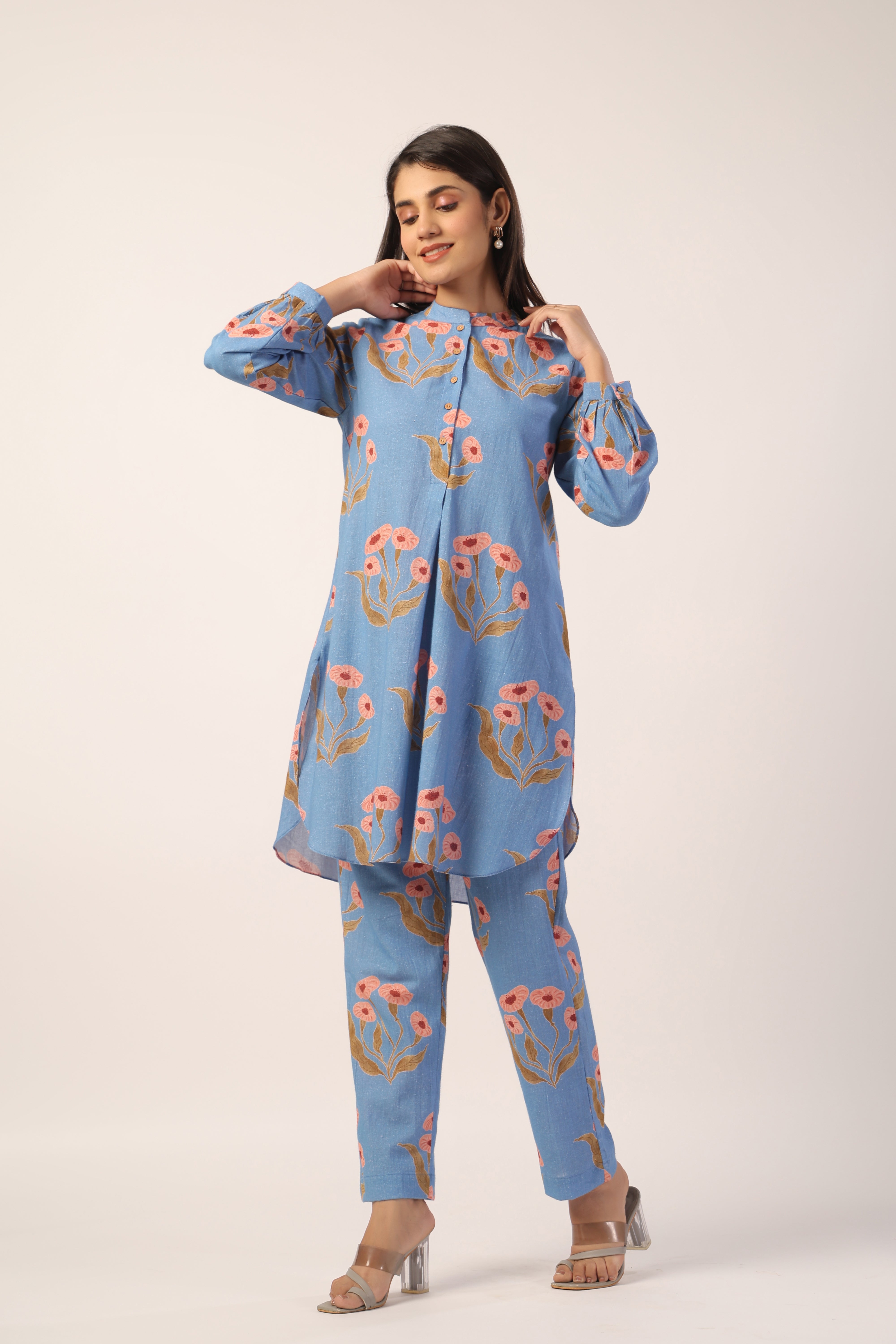 FLOWER BUTTA CO-ORD SET POWDER BLUE