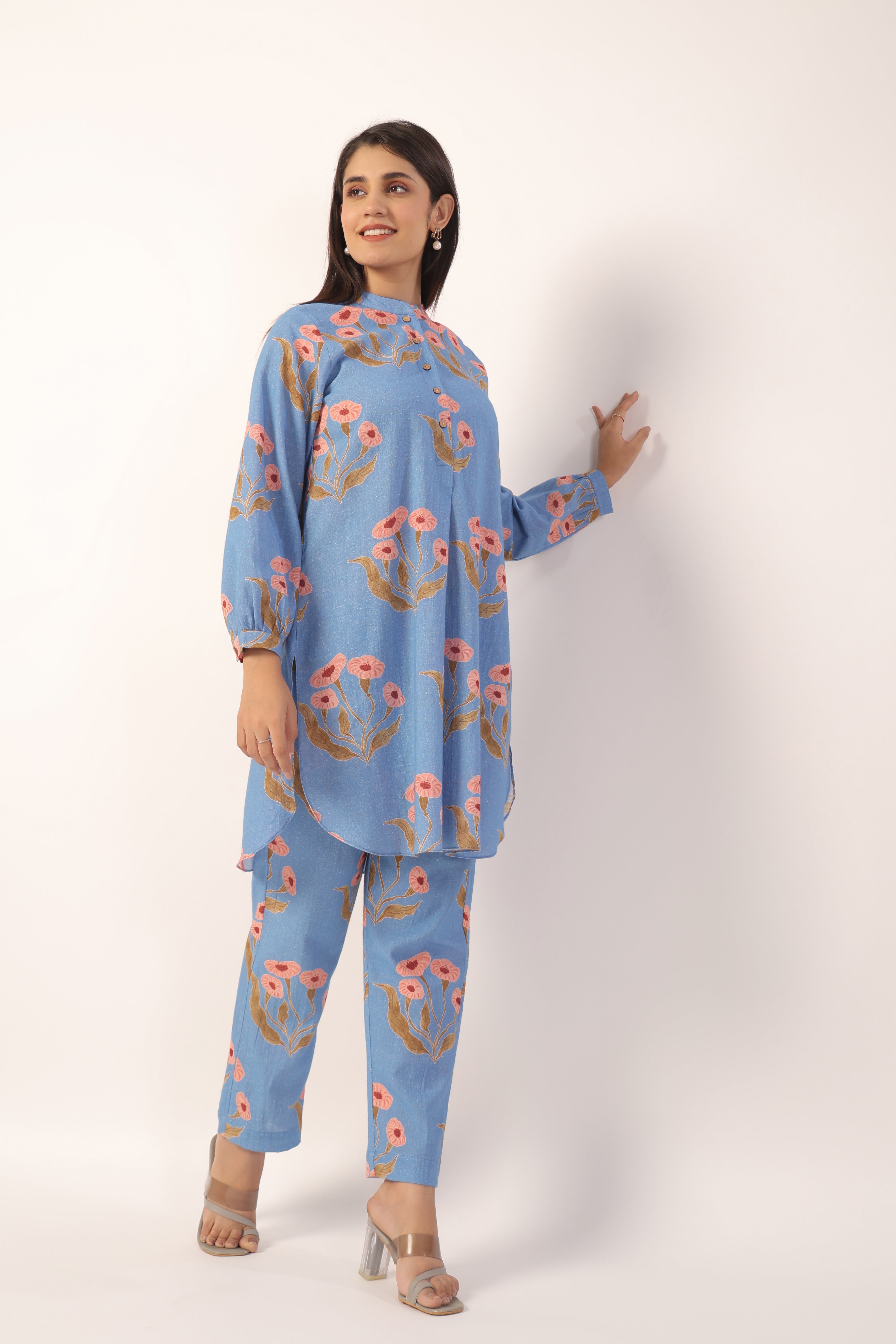 FLOWER BUTTA CO-ORD SET POWDER BLUE