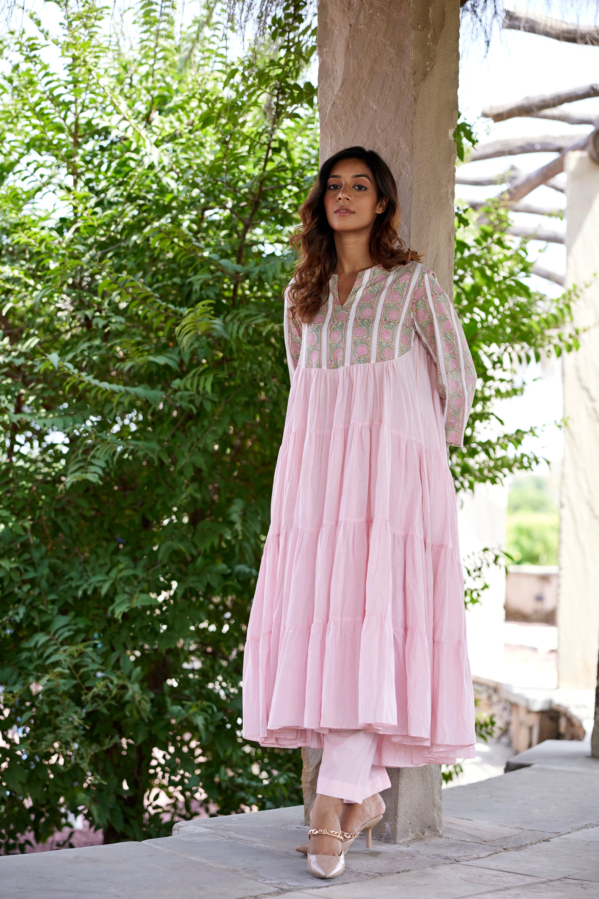 embroidered cotton dress with puff sleeves Floral Blue Sleeve Colour:FLOATY BLUE dry clean. icon_1_waffle_Waffle Fabric Beverly Hills Polo Club