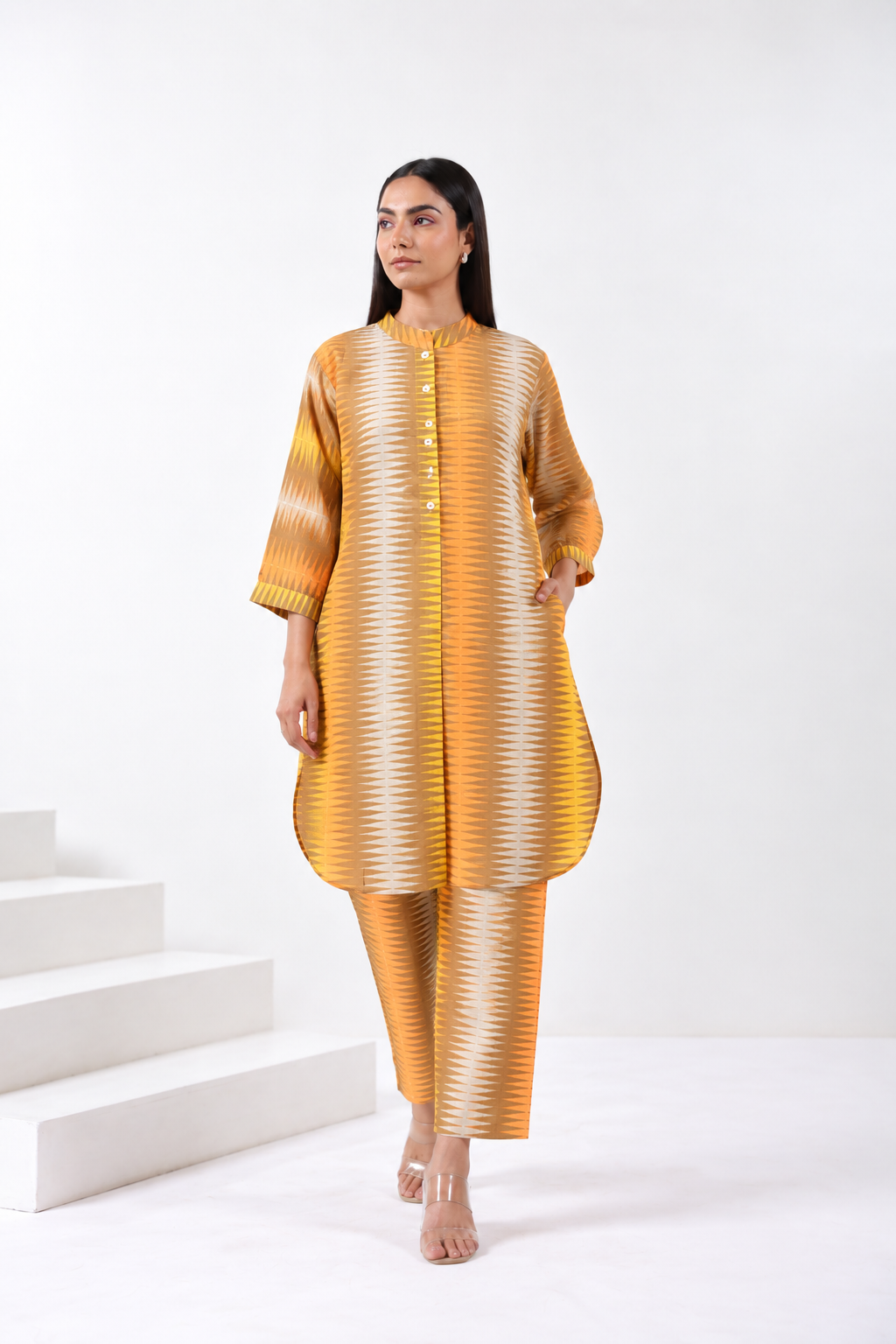 Orange Yellow Cotton Co-ord Set