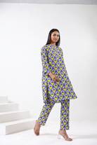 Purple Yellow Cotton Co-ord Set